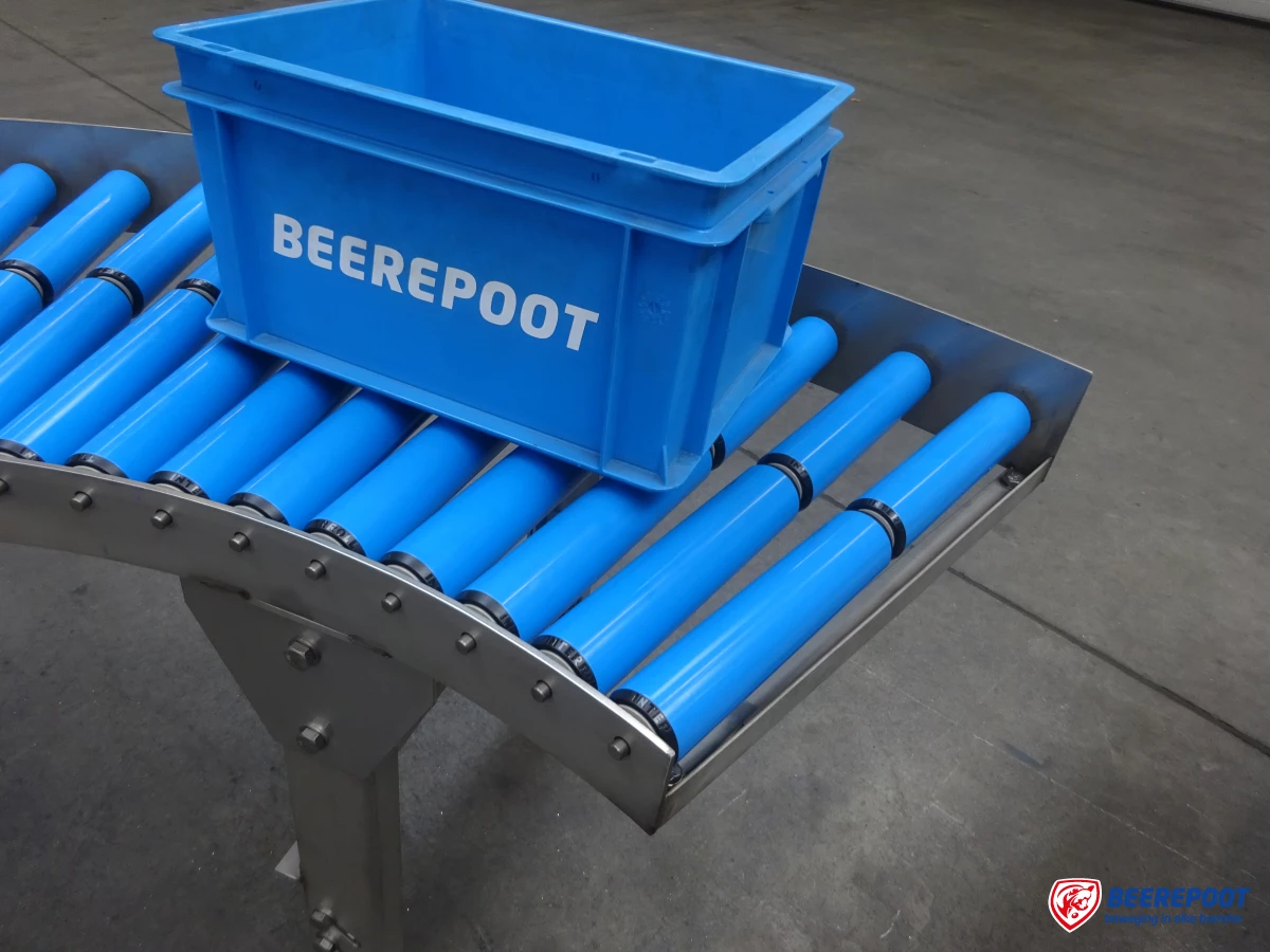 Rollenbaanbochten, RVS, nieuw